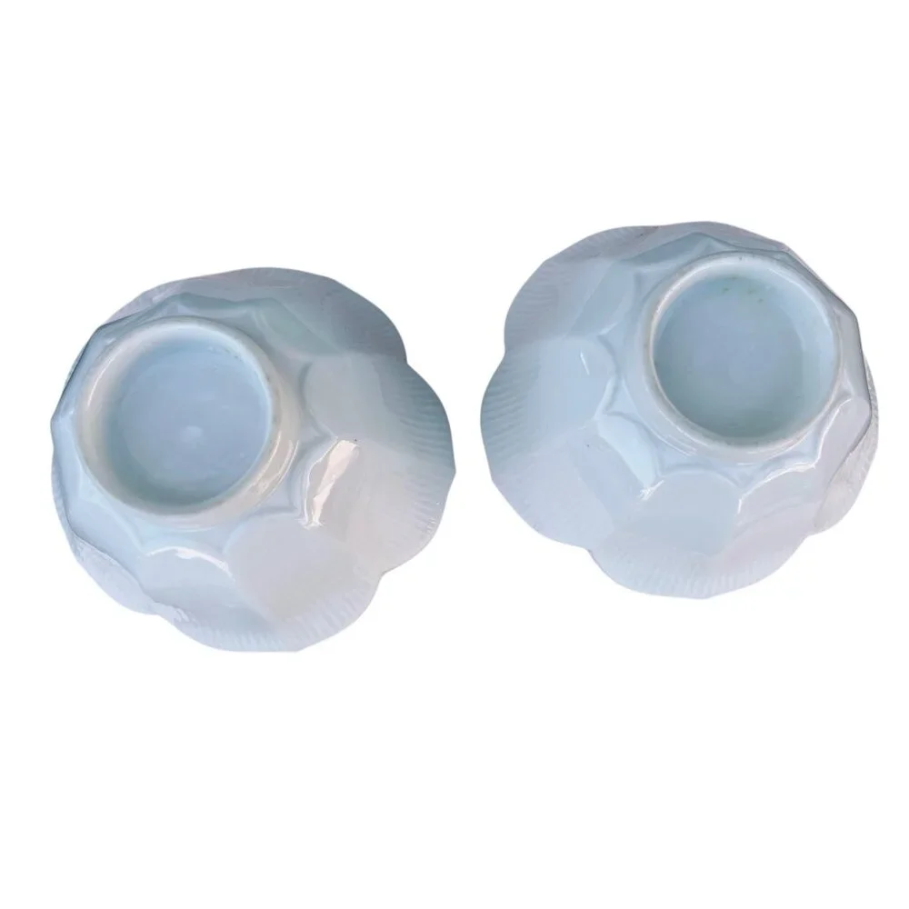 Lotus Bowls Vintage 4.5”Dx2.5”T set of 2 White Porcelain Soup Snacks Japan Asian